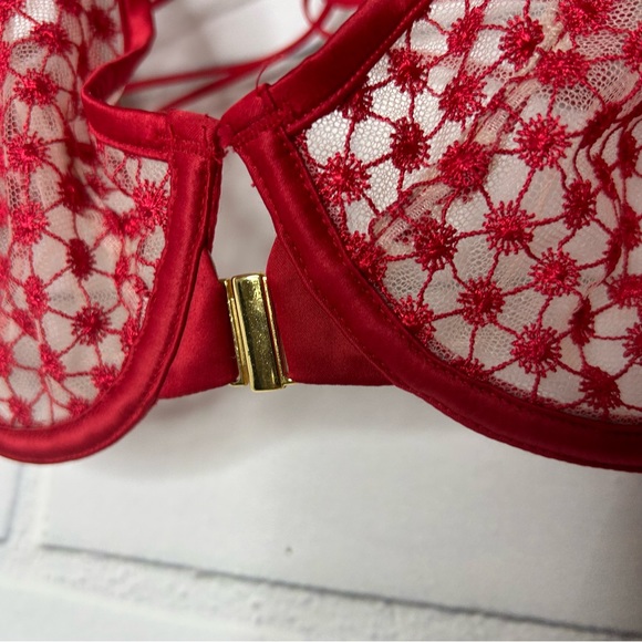 Victoria’s Secret Starburst Red Sheer Mesh Demi Bra size 36C - Picture 3 of 8